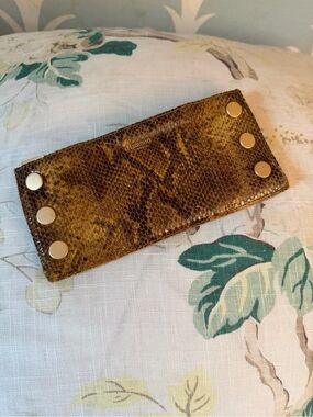 Hammitt Brown Snake-Print Leather Wallet with Gold
